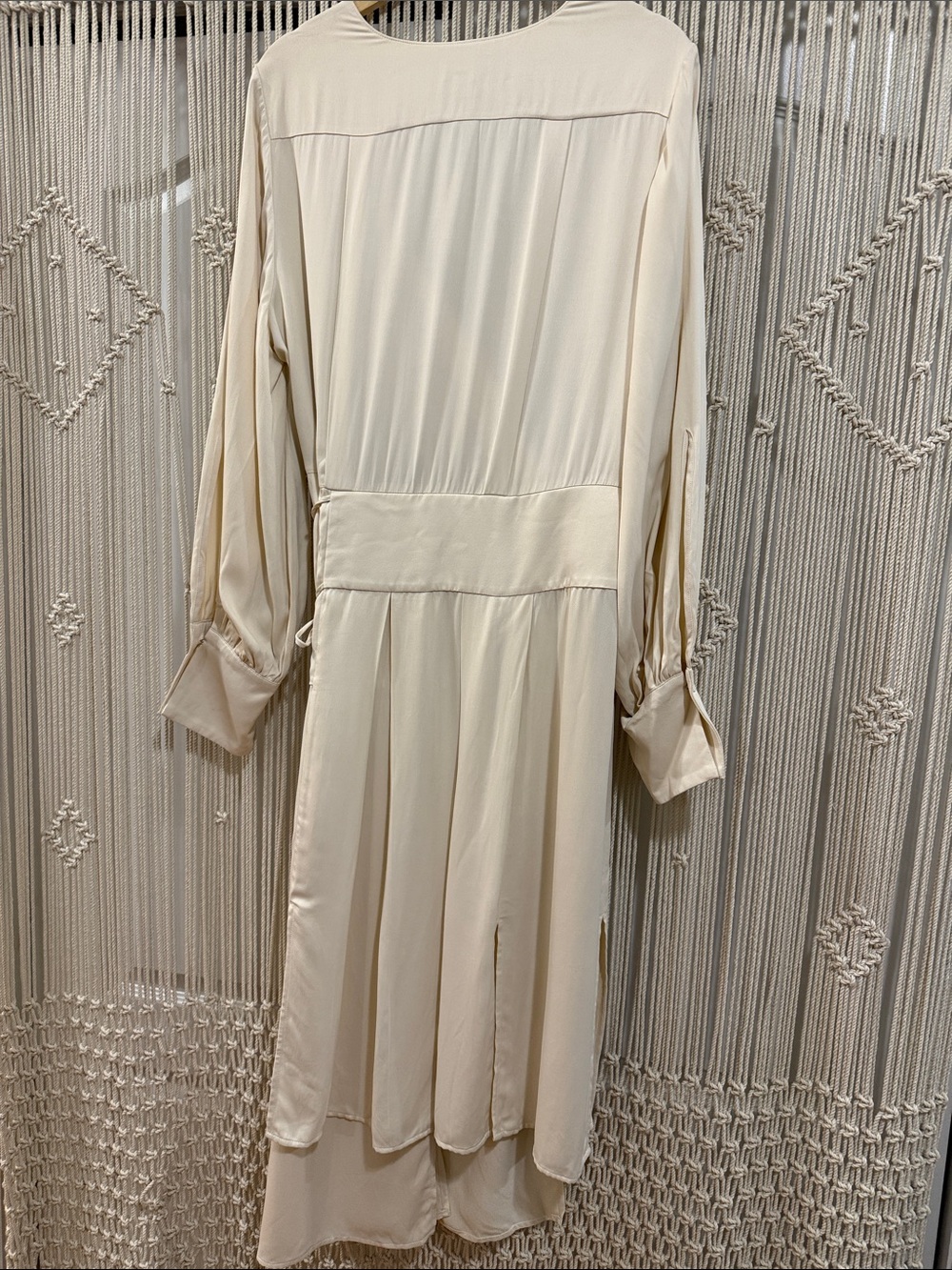 Banana Republic NWT Cream Wrap Midi Multi-Slit Dress with Long Sleeves - Picture 8 of 11